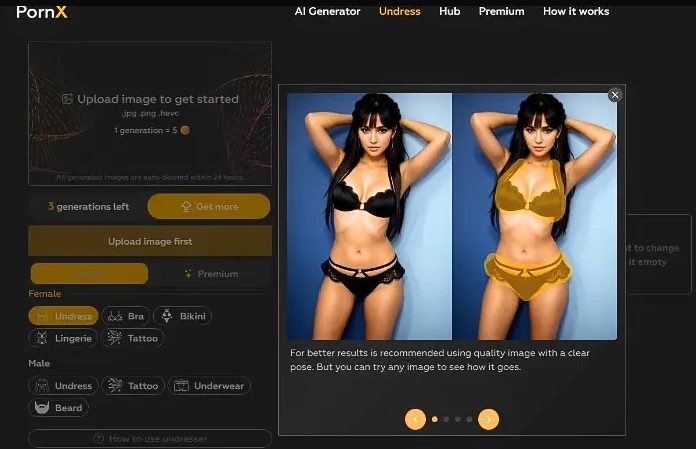 Pornx.ai - Undress Feature