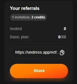 Undress.app-share a referrals link